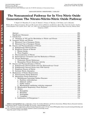 The Nitrate-Nitrite-Nitric Oxide Pathway