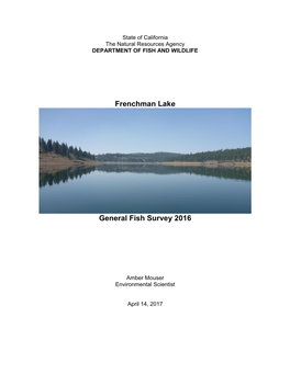 Frenchman Lake General Fish Survey 2016