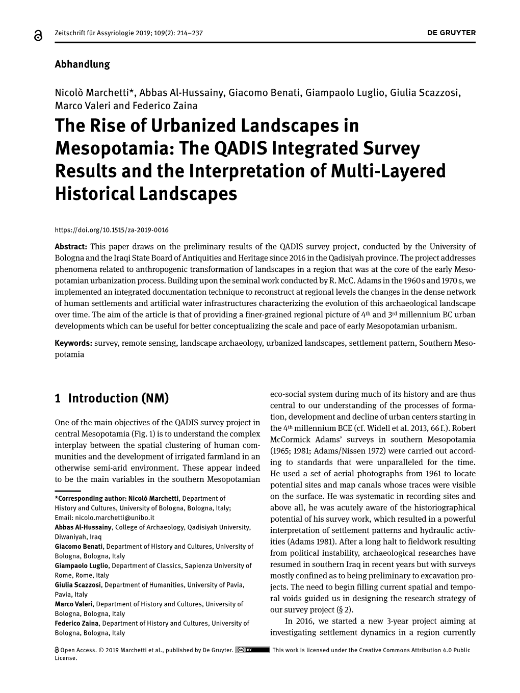 The Rise of Urbanized Landscapes in Mesopotamia