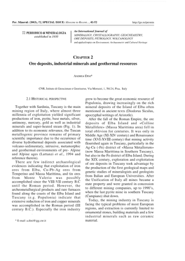 An International Journal of CHAPTER 2 Ore Deposits, Industrial Minerals