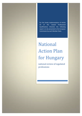 National Action Plan for Hungary National Review of Regulated Professions