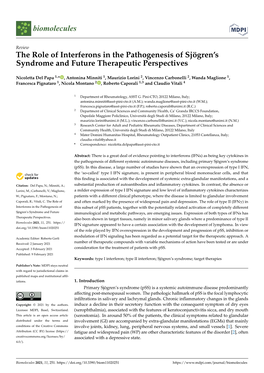 The Role of Interferons in the Pathogenesis of Sjögren's Syndrome and Future Therapeutic Perspectives