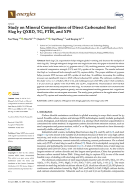 Study on Mineral Compositions of Direct Carbonated Steel Slag by QXRD, TG, FTIR, and XPS