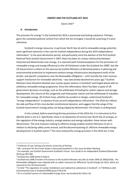 ENERGY and the SCOTLAND ACT 2016 Gavin Little* A. Introduction