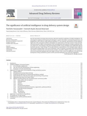 The Significance of Artificial Intelligence in Drug Delivery System