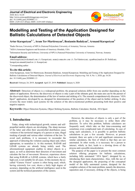 Modelling and Testing of the Application Designed for Ballistic Calculations of Detected Objects