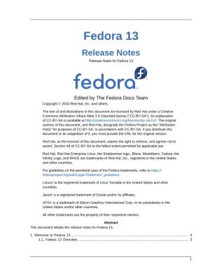 Fedora 13 Release Notes Release Notes for Fedora 13