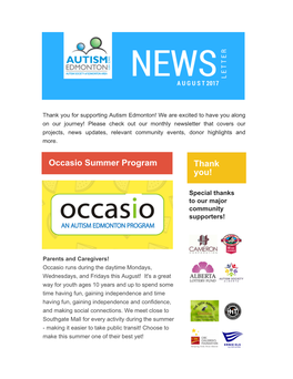 Occasio Summer Program Thank You!