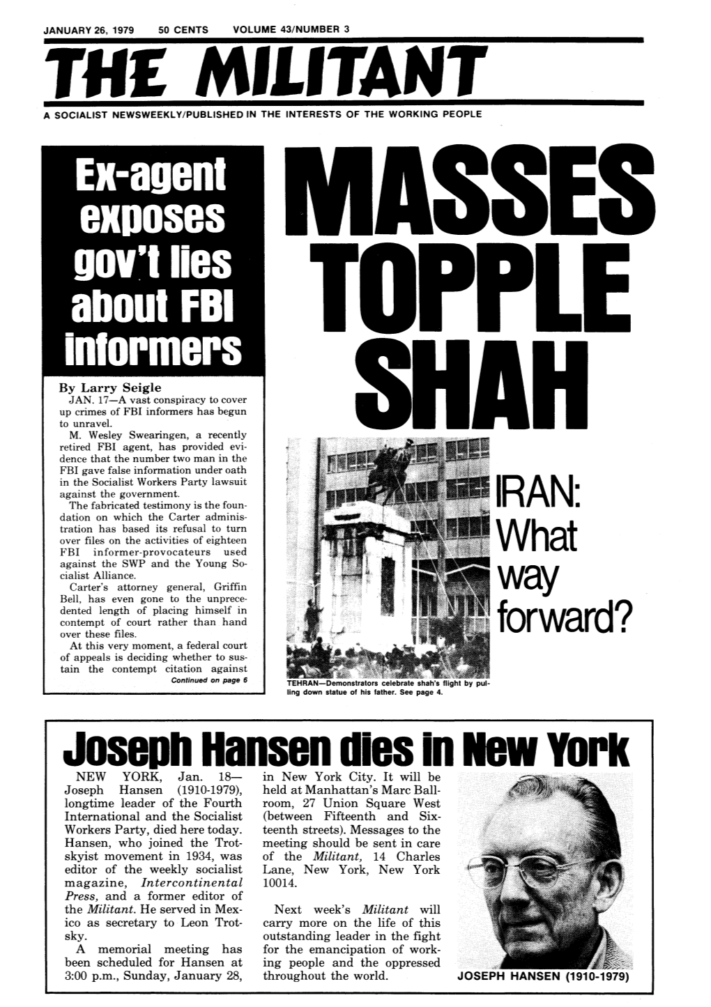 Joseph Hansen Dies in New York NEW YORK, Jan