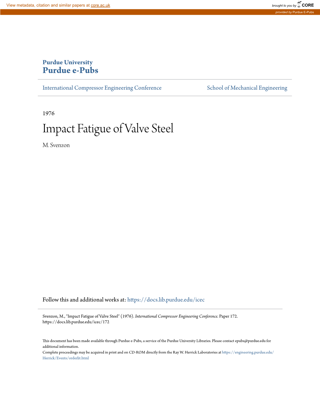 Impact Fatigue of Valve Steel M