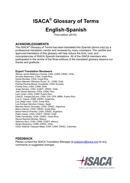 ISACA Glossary of Terms English-Spanish
