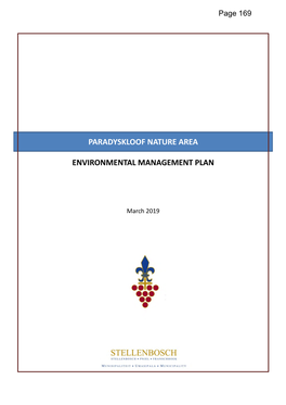 Paradyskloof Nature Area Environmental Management Plan