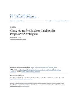Chase Home for Children: Childhood in Progressive New England Katherine M
