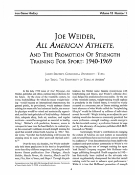 Joe Weider, All American Athlete, and the Promotion of Strength Training for Sport: 1940-1969