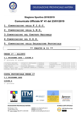 Stagione Sportiva 2018/2019