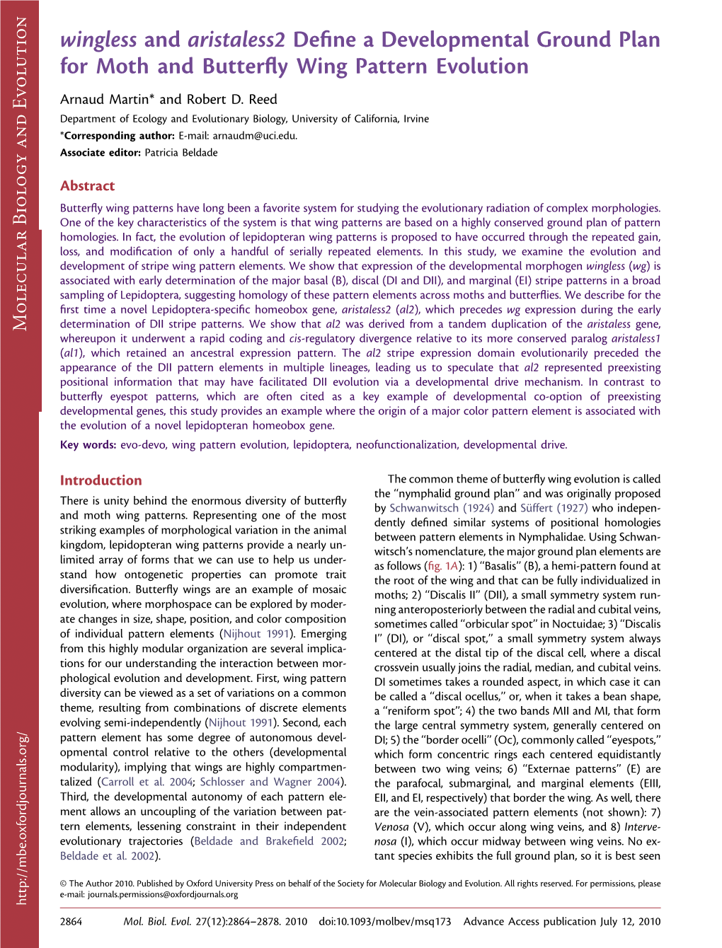 Wingless and Aristaless2 Define a Developmental Ground Plan For