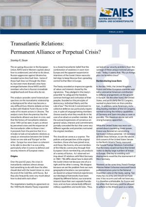 Transatlantic Relations: Permanent Alliance Or Perpetual Crisis?