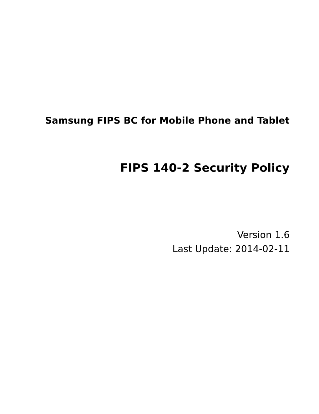 FIPS 140-2 Security Policy