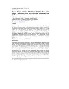 Impact of Sugar Industries of Kushinagar District (U.P.) on Water Quality: Using Remote Sensing and Geographical Information System (GIS)