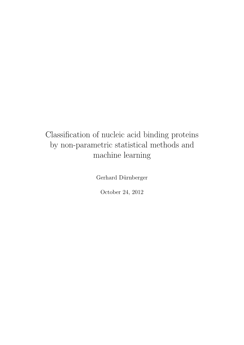 Classification of Nucleic Acid Binding Proteins by Non-Parametric