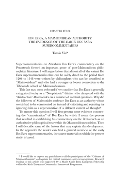 Ibn Ezra, a Maimonidean Authority: the Evidence of the Early Ibn Ezra Supercommentaries