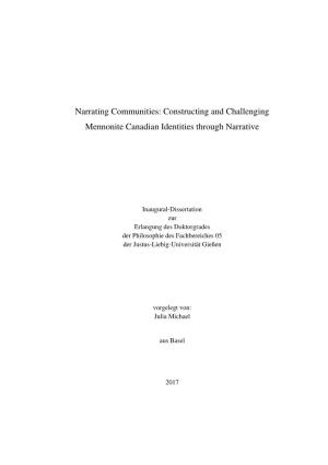 Narrating Communities: Constructing and Challenging Mennonite