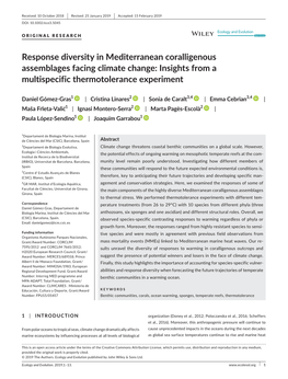 Response Diversity in Mediterranean Coralligenous Assemblages Facing Climate Change: Insights from a Multispecific Thermotolerance Experiment