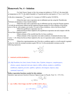 Homework No. 4 - Solution