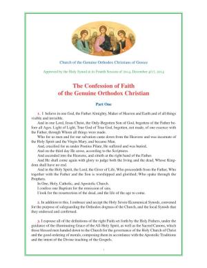 The Confession of Faith of the Genuine Orthodox Christian