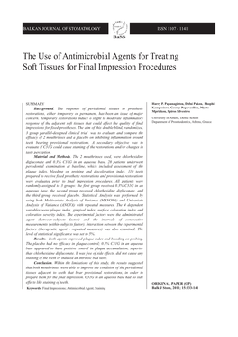 The Use of Antimicrobial Agents for Treating Soft Tissues for Final Impression Procedures