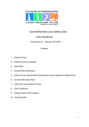 Carmarthenshire Land Sailing Club Club Handbook