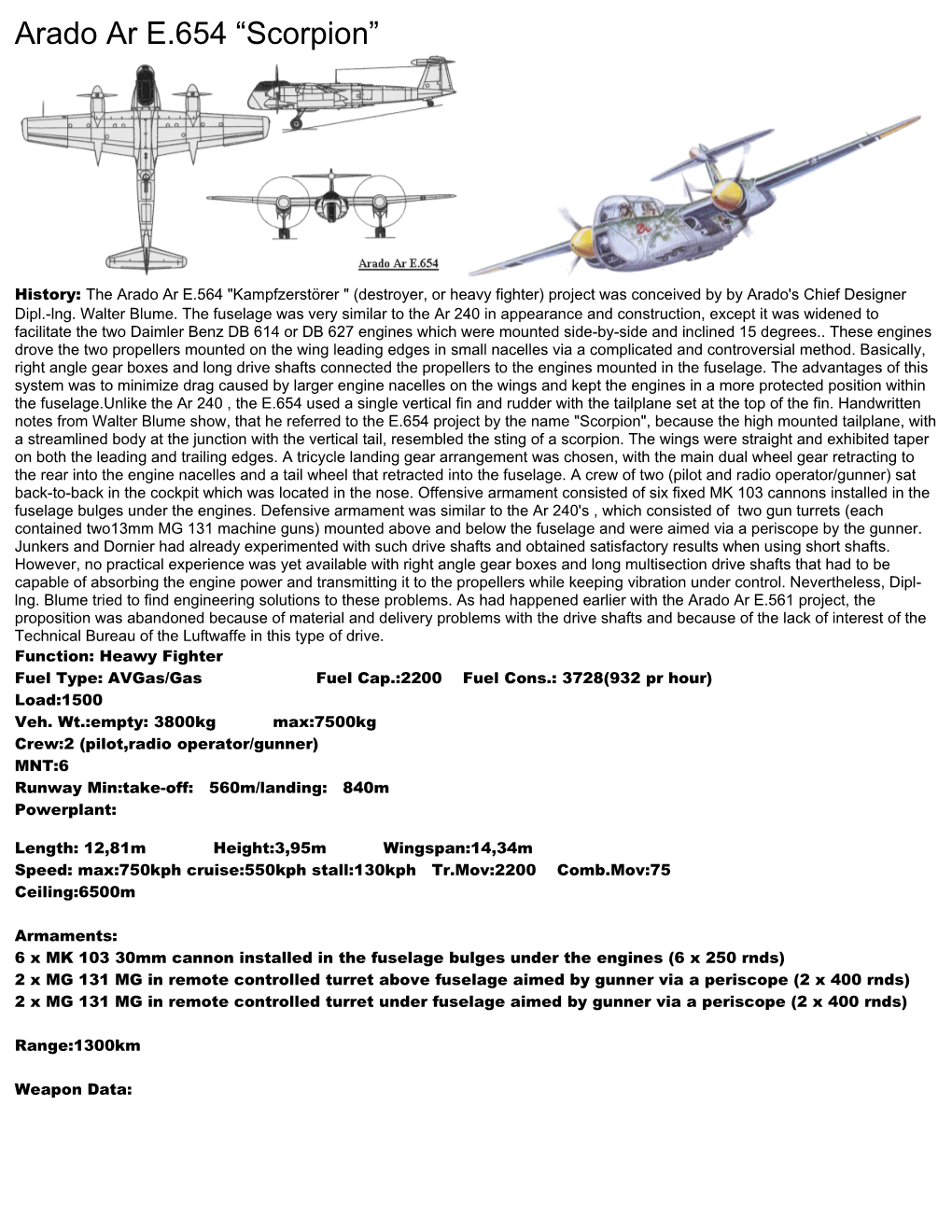 Arado Ar E.654 Scorpion