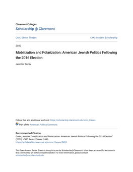 American Jewish Politics Following the 2016 Election