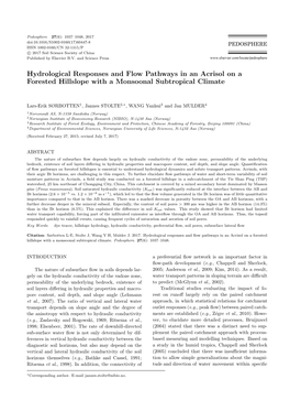 Hydrological Responses and Flow Pathways in an Acrisol on a Forested Hillslope with a Monsoonal Subtropical Climate