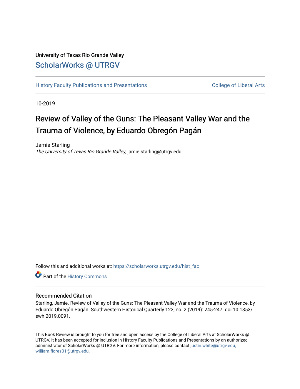 The Pleasant Valley War and the Trauma of Violence, by Eduardo Obregón Pagán
