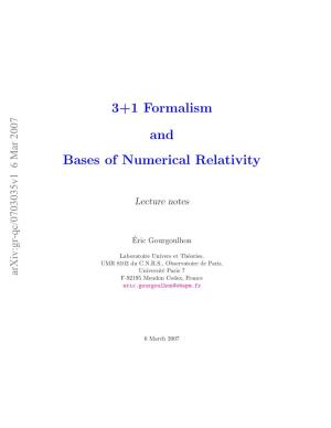 3+1 Formalism and Bases of Numerical Relativity