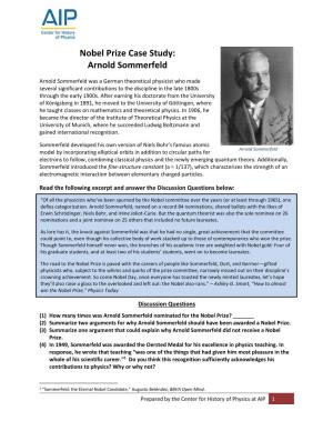 Nobel Prize Case Study: Arnold Sommerfeld