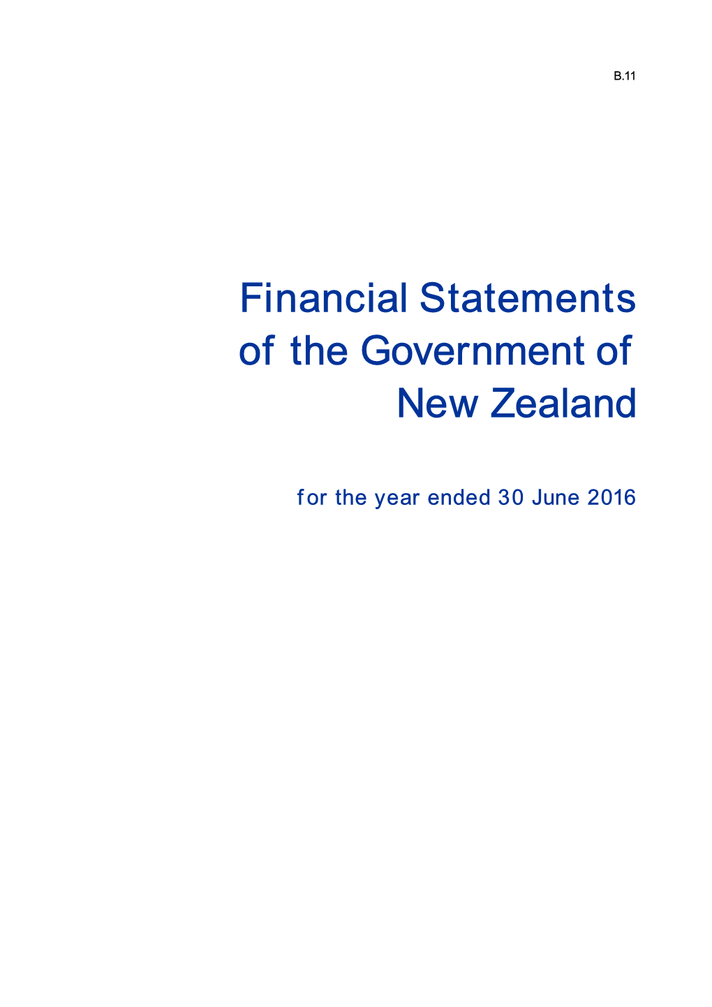 Financial Statements of the Government of New Zealand for the Year Ended 30 June 2016
