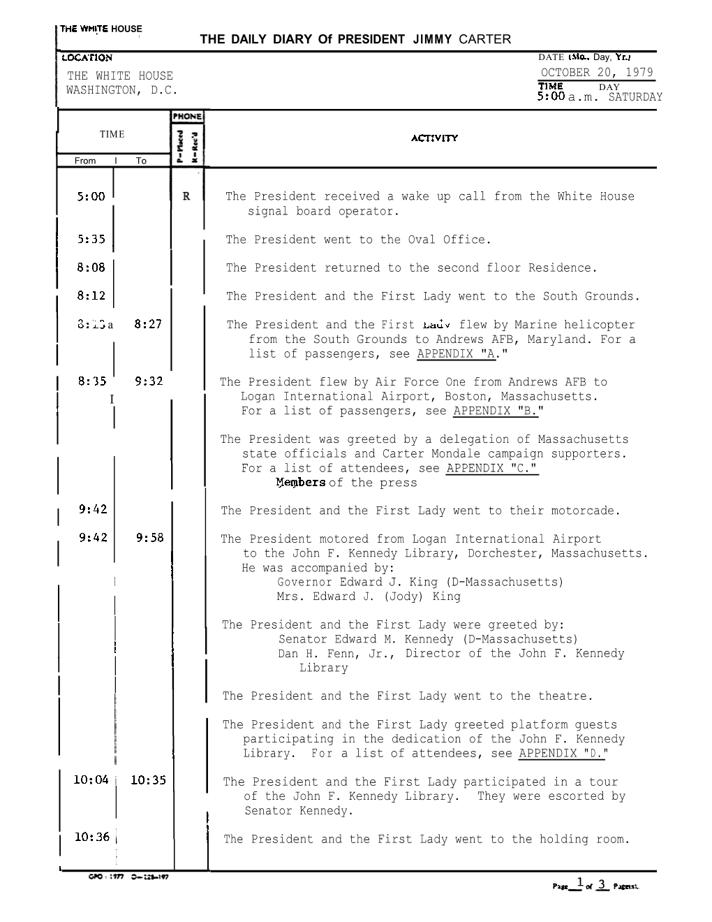 October 20, 1979 Tme Day Washington, D.C