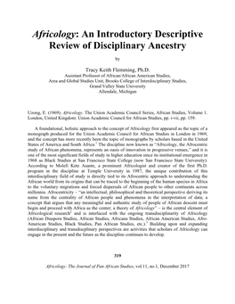Africology: an Introductory Descriptive Review of Disciplinary Ancestry