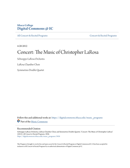 Concert: the Music of Christopher Larosa