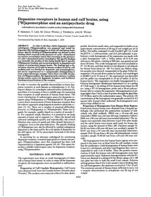 Dopamine Receptors in Human and Calf Brains, Using [3H]Apomorphine and an Antipsychotic Drug (Schizophrenia/Neuroleptics/Caudate Nucleus/Haloperidol/Butaclamol) P
