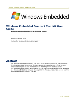 Windows Embedded CTK User Guide