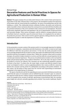 Decorative Features and Social Practices in Spaces for Agricultural Production in Roman Villas