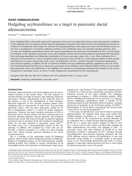 Hedgehog Acyltransferase As a Target in Pancreatic Ductal Adenocarcinoma