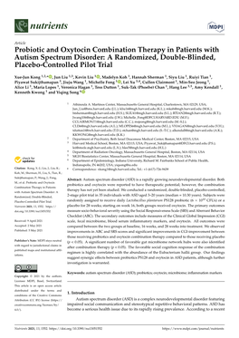 Probiotic and Oxytocin Combination Therapy in Patients with Autism Spectrum Disorder: a Randomized, Double-Blinded, Placebo-Controlled Pilot Trial