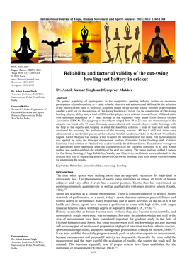 Reliability and Factorial Validity of the Out-Swing Bowling Test Battery In