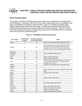 Chapter 5: Public Sanitary Sewer and Private Wastewater Disposal; Public Water Service and Private Wells