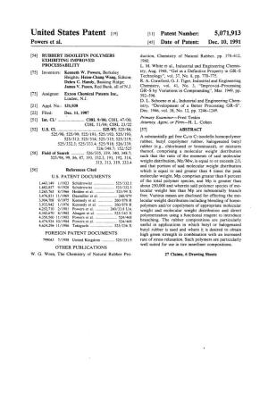 United States Patent (19) 11 Patent Number: 5,071,913 Powers Et Al