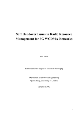 Soft Handover Issues in Radio Resource Management for 3G WCDMA Networks